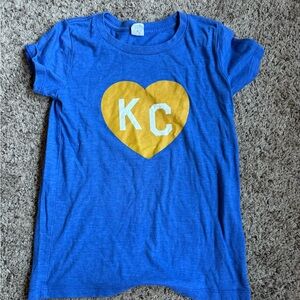 Charlie Hustle Kids T-Shirt Blue Size Medium 8 KC Heart Love Kansas City Royals